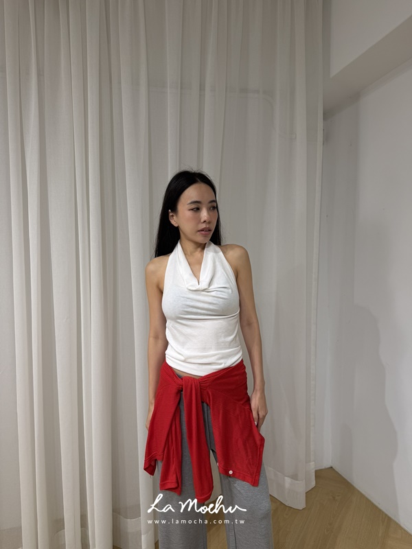 掛脖垂領微透背心